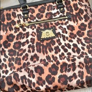 Juicy Couture Pink Penny Brown Leopard Zip Tote